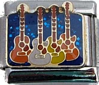 Italian Charms - Fits Nomination - Enamel - 4 GUITARS